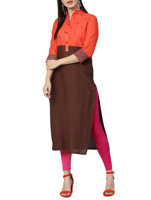 straight embroidered kurta - 15436814 - Very Small Image - 1