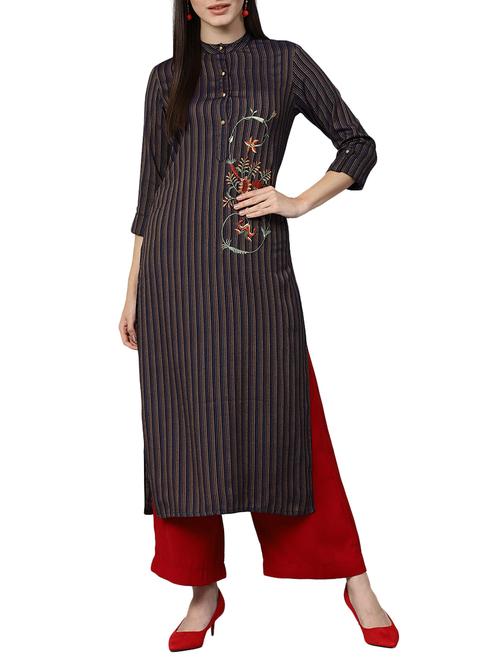 straight stripes kurta - 15436822 - Very Small Image - 1