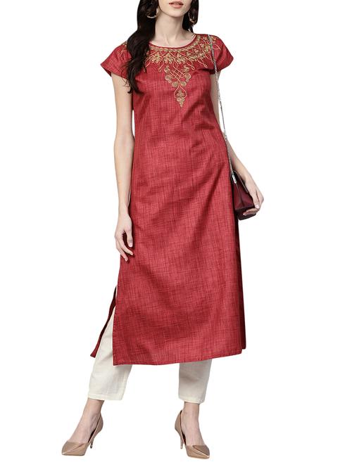 straight embroidered kurta - 15436824 - Very Small Image - 1