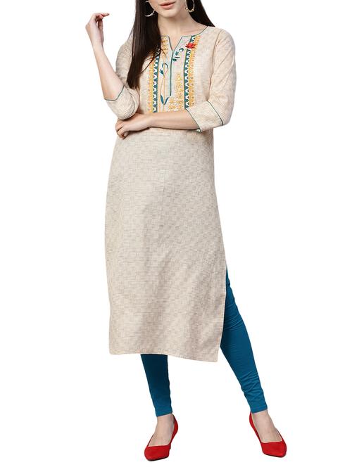straight embroidered kurta - 15436825 - Very Small Image - 1