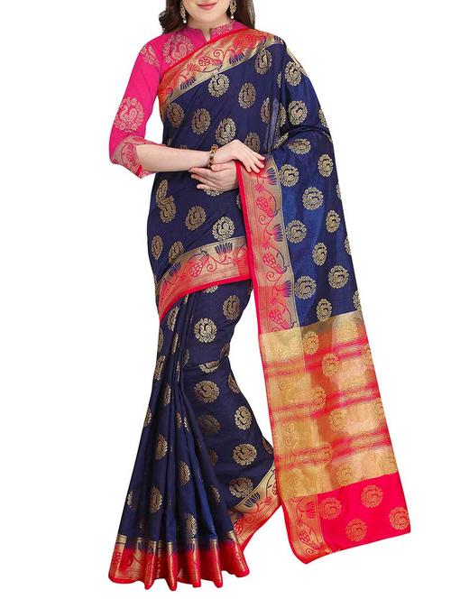 conversational kanjivaram saree with blouse - 15436836 - Very Small Image - 1