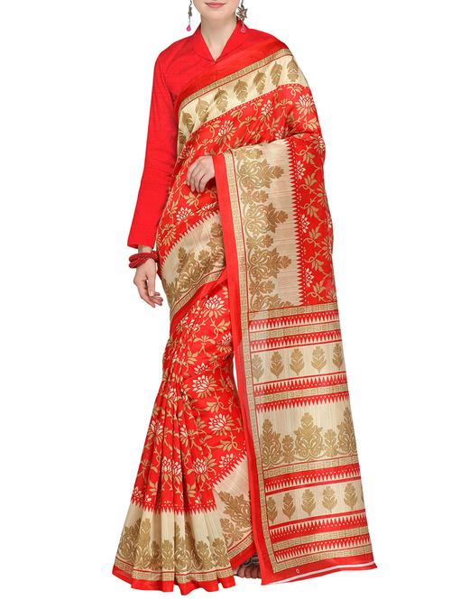 floral printed saree with blouse - 15437021 - Very Small Image - 1