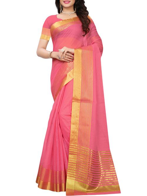 delicate golden border saree with blouse - 15437036 - Very Small Image - 1