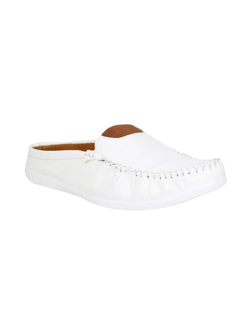 white leatherette slip on mules - 15437837 - Very Small Image - 1
