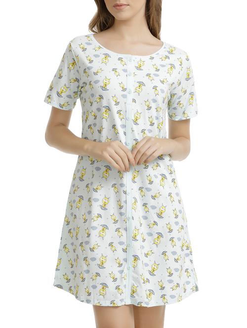 cartoon print henley neck sleepshirt - 15438234 - Very Small Image - 1