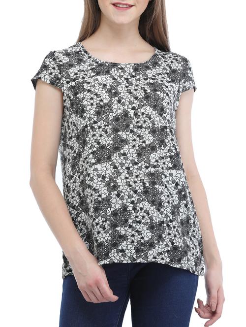 printed round neck top - 15438727 - Very Small Image - 1