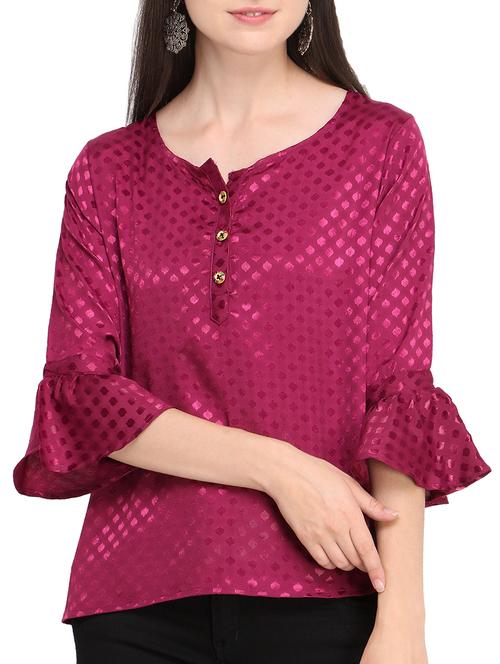 flute sleeved jacquard top - 15438792 - Very Small Image - 1