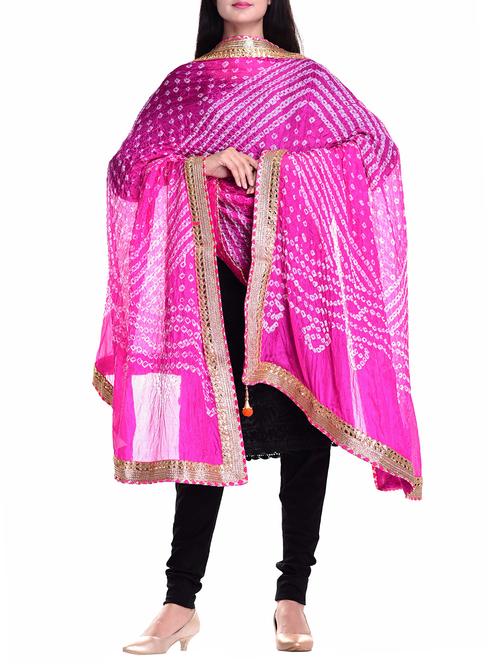 pink art silk dupatta - 15438982 - Very Small Image - 1