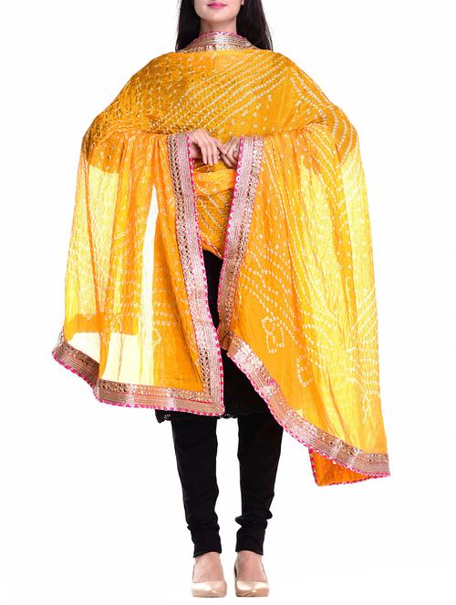 yellow art silk dupatta - 15438985 - Very Small Image - 1