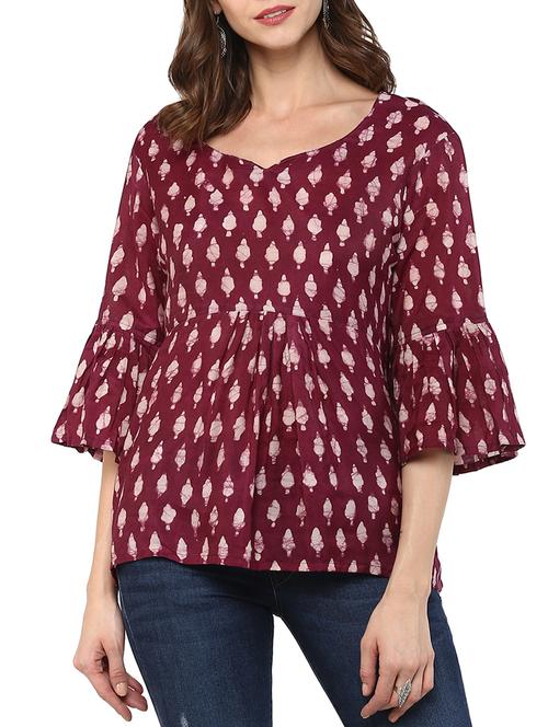 bell sleeve batik print tunic - 15439023 - Very Small Image - 1