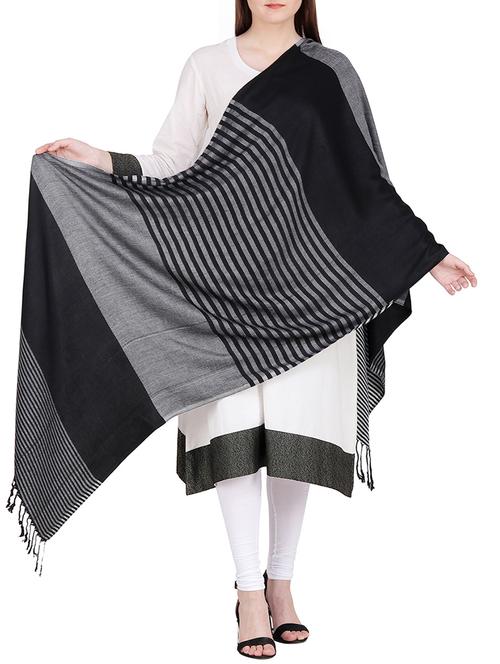 striped jacquard shawl - 15439332 - Very Small Image - 1