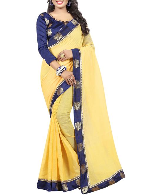 jacquard floral border chiffon saree with blouse - 15439359 - Very Small Image - 1