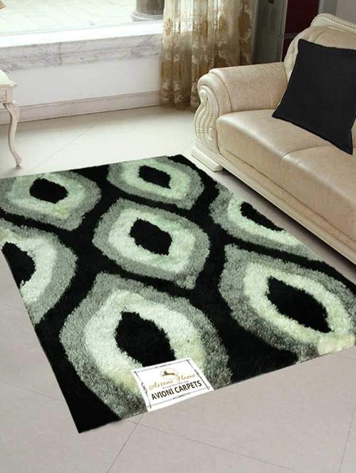 handloom black contemporary shaggy carpet - 3 feet x 5 feet - 15439686 - Very Small Image - 1
