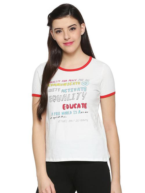 quirky text print round neck tee - 15440136 - Very Small Image - 1