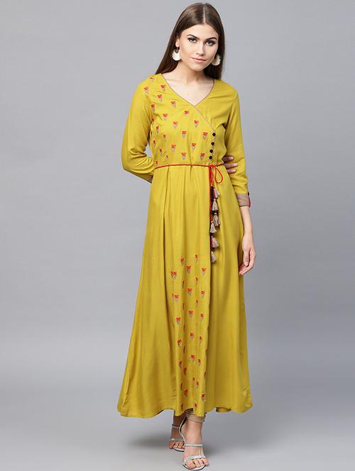 embroidered angrekha kurta - 15440572 - Very Small Image - 1