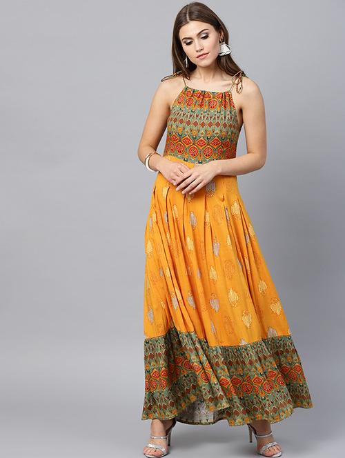 flared ethnic dress with tassels - 15440578 - Very Small Image - 1