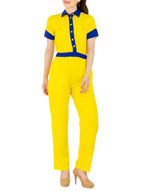 button detail full leg jumpsuit - 15440689 - Very Small Image - 1