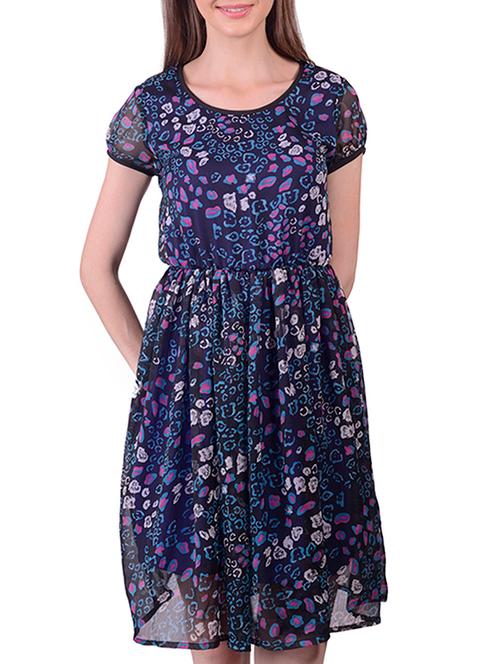 fit & flare printed dress - 15440953 - Very Small Image - 1