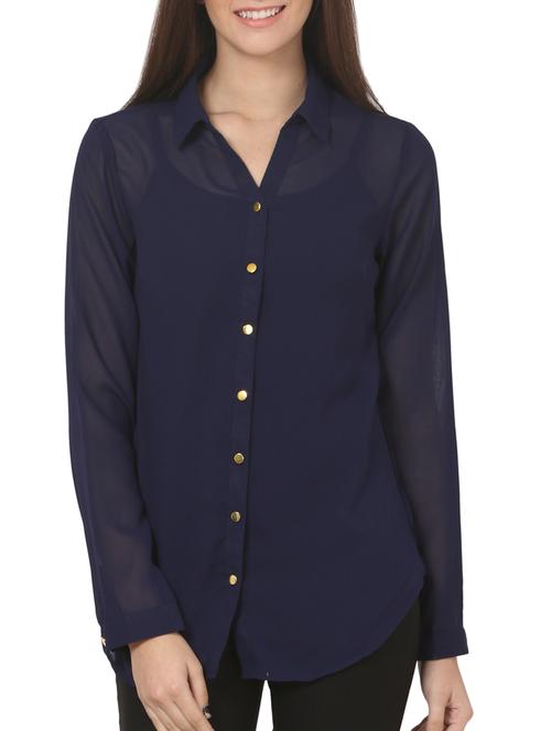 pleated back solid shirt - 15440957 - Very Small Image - 1