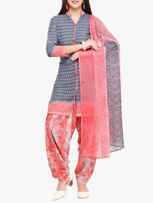 printed unstitched salwar suit - 15441310 - Very Small Image - 1