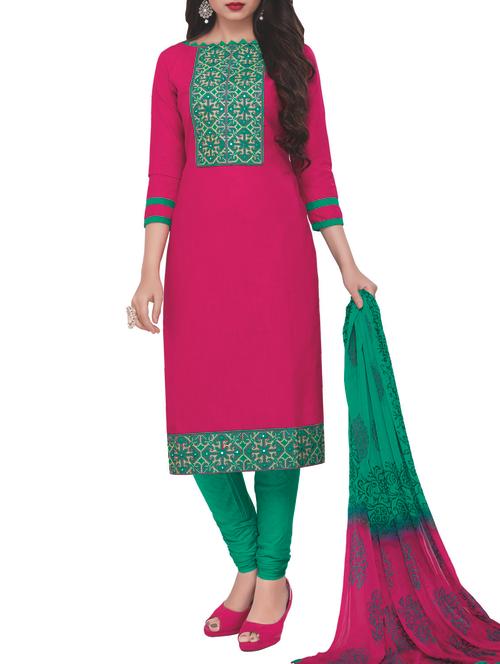 embroidered unstitched churidaar suit - 15441940 - Very Small Image - 1