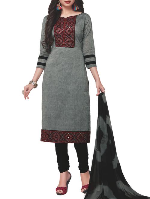 embroidered unstitched churidaar suit - 15441941 - Very Small Image - 1