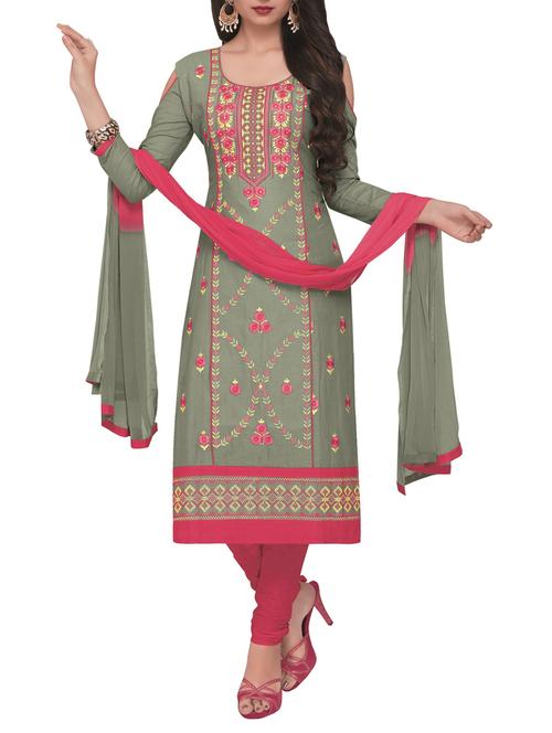 embroidered unstitched churidaar suit - 15441947 - Very Small Image - 1