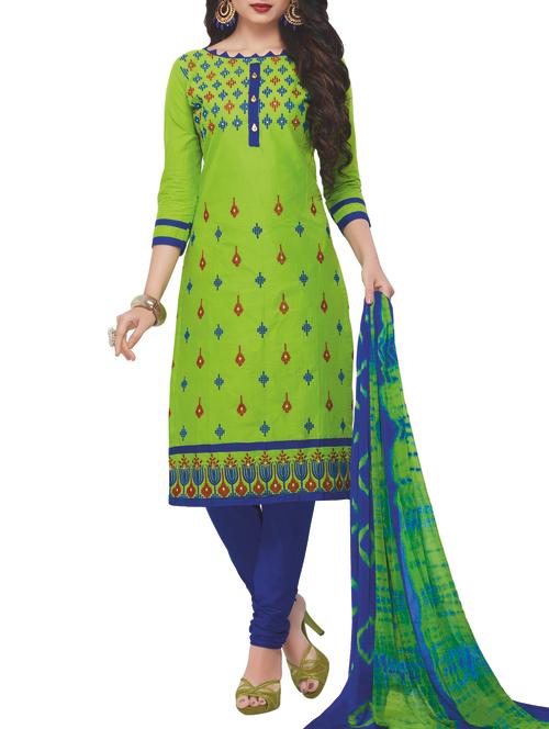 embroidered unstitched churidaar suit - 15441948 - Very Small Image - 1