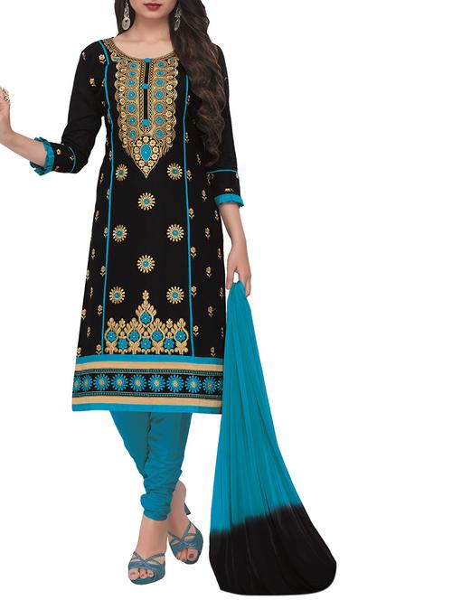 embroidered unstitched churidaar suit - 15441949 - Very Small Image - 1