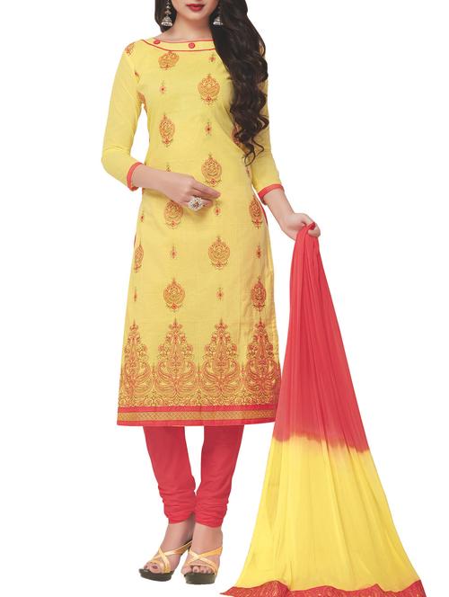 embroidered unstitched churidaar suit - 15441954 - Very Small Image - 1