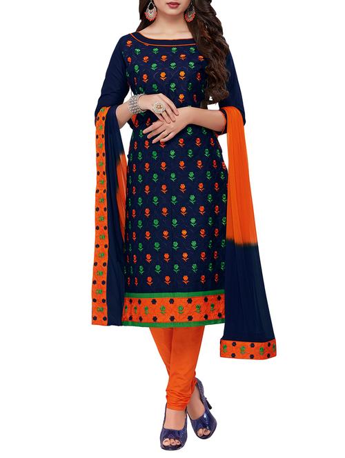 embroidered unstitched churidaar suit - 15441955 - Very Small Image - 1