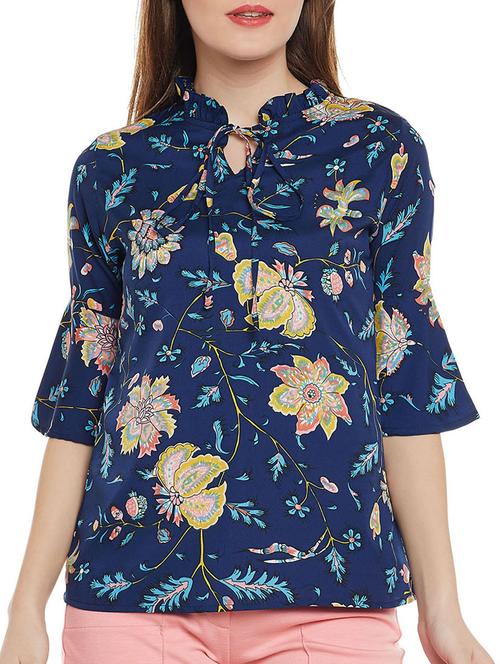 bell sleeved floral frill detail top - 15442011 - Very Small Image - 1