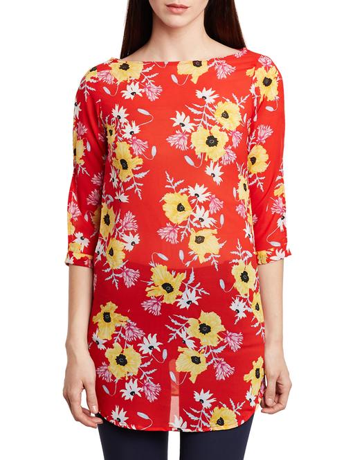 floral boat neck tunic - 15442042 - Very Small Image - 1