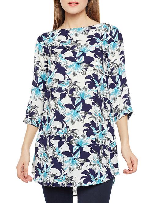 floral boat neck tunic - 15442043 - Very Small Image - 1