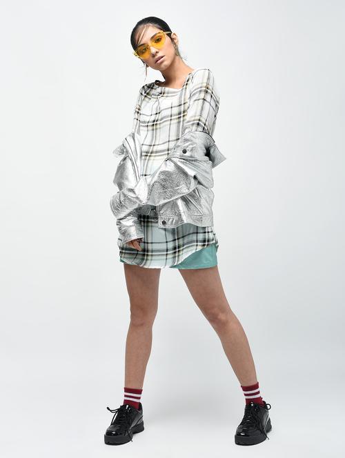 checkered boat neck tunic - 15442047 - Very Small Image - 1