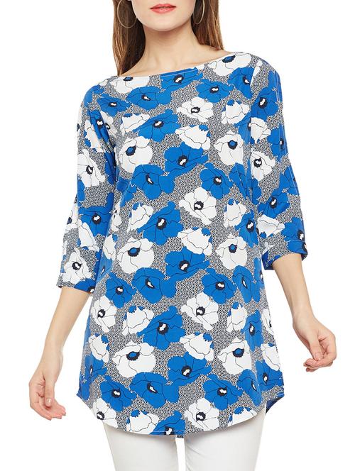 floral boat neck tunic - 15442048 - Very Small Image - 1