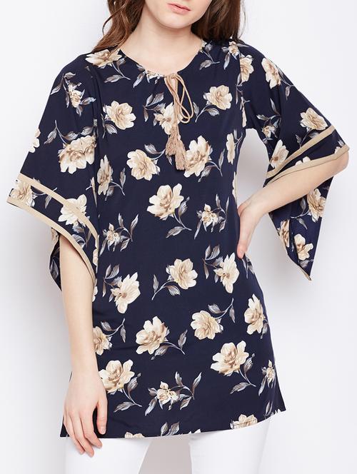 tie knot floral asymmetric sleeved tunic - 15442053 - Very Small Image - 1