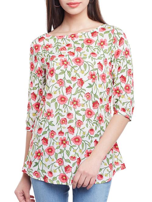 floral boat neck tunic - 15442073 - Very Small Image - 1