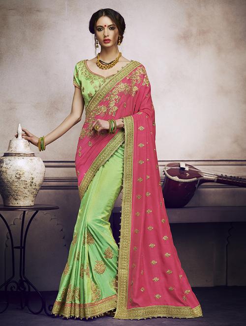 zari embellished half & half saree - 15442091 - Very Small Image - 1