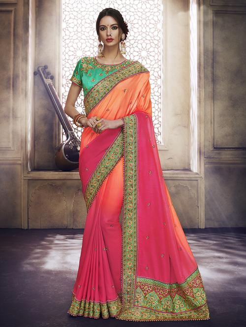 ombre zari embroidered saree - 15442093 - Very Small Image - 1