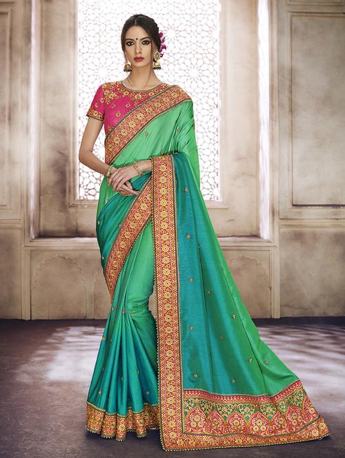 ombre zari embroidered saree - 15442094 - Very Small Image - 1