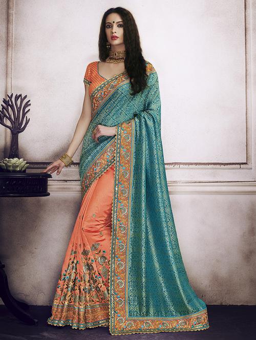 zari embellished half & half saree - 15442096 - Very Small Image - 1