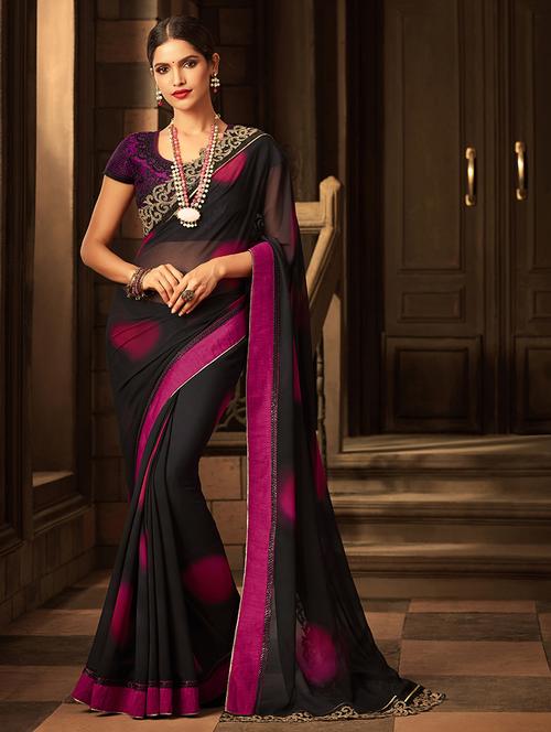 contrast border dual shade saree - 15442107 - Very Small Image - 1