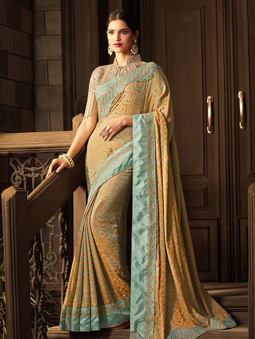 tonal shades embroidered border saree - 15442108 - Very Small Image - 1