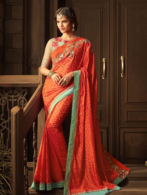 tonal shades embroidered border saree - 15442115 - Very Small Image - 1