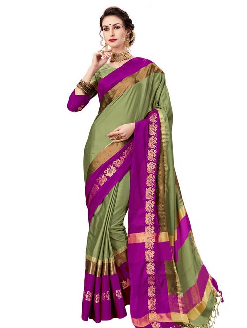 contrast bordered silk saree - 15442293 - Very Small Image - 1