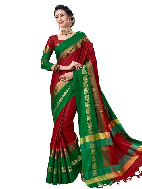 contrast bordered silk saree - 15442295 - Very Small Image - 1
