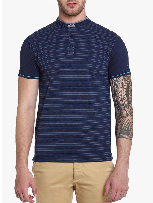 blue cotton collared t t-shirt - 15442736 - Very Small Image - 1