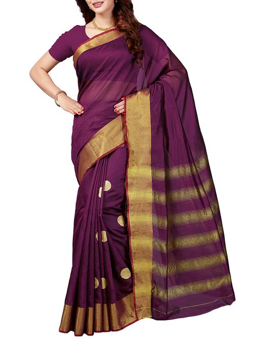 zari border purple woven saree - 15443593 - Very Small Image - 1