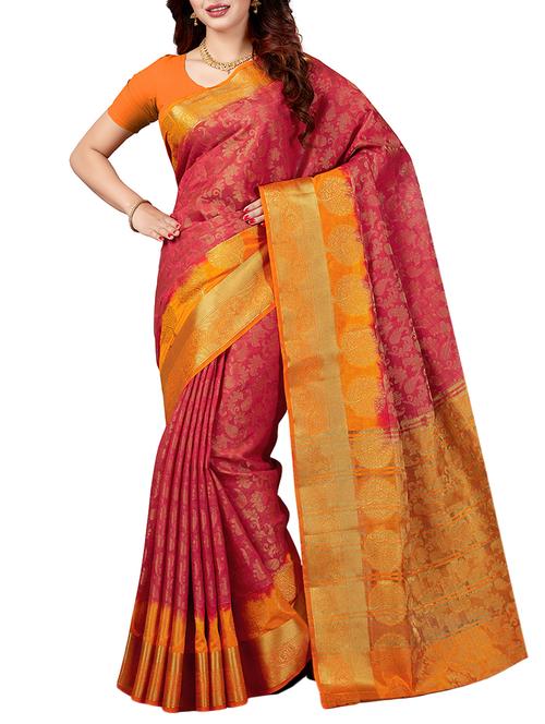 contrast zari border paisley woven saree - 15443650 - Very Small Image - 1
